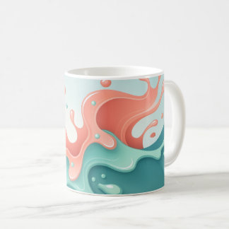Abstract Coral & Teal Fluid Art Coffee Mug Kaffeetasse
