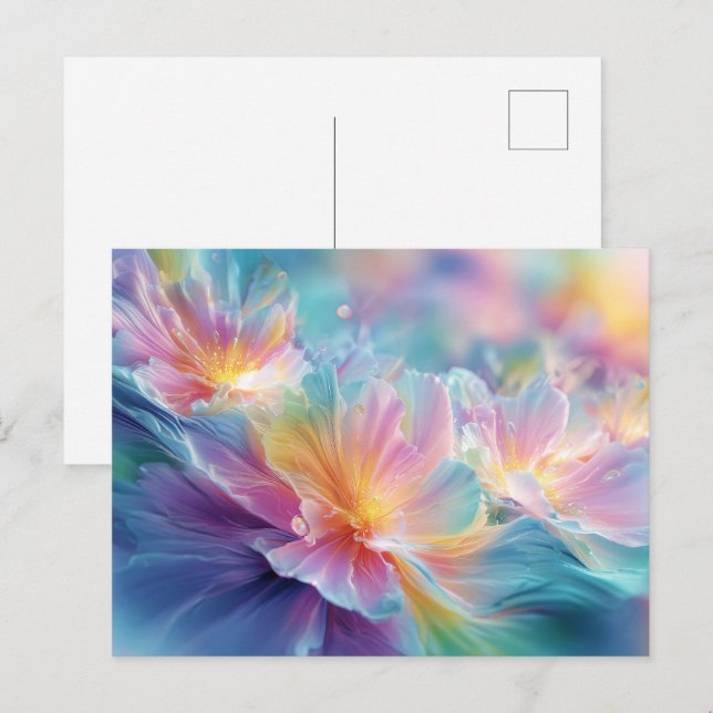 Abstract cosmic floral explosion in pastel postkarte (Vorne/Hinten)