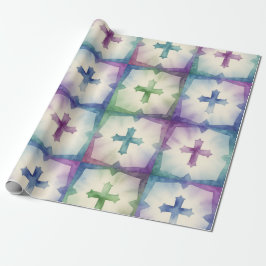 Abstract Cross pattern pretty watercolor faith  Geschenkpapier