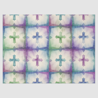 Abstract Cross pattern pretty watercolor faith Seidenpapier