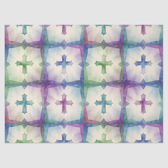 Abstract Cross pattern pretty watercolor faith  Seidenpapier (Vorderseite)