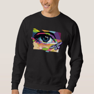 Abstract Crying Eye Purple Butterfly Soft Girl Aes Sweatshirt