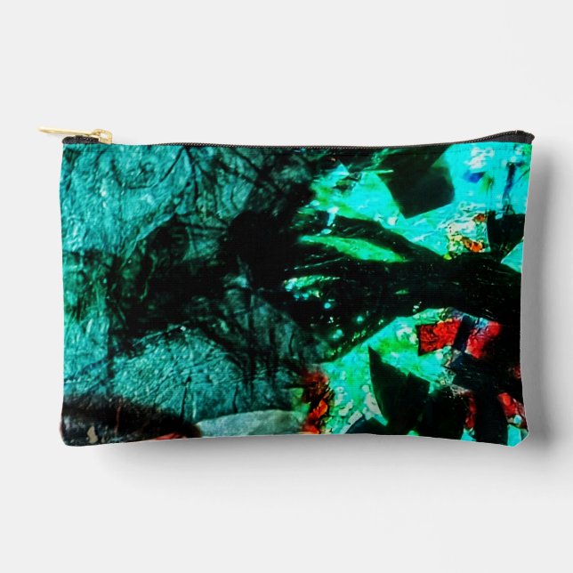 Abstract Cut Sew Bag double blue abstract recycled Zubehörtasche (Vorderseite)