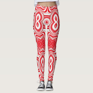 Abstract Cyber Pattern | Hypnotic Red/White  Leggings