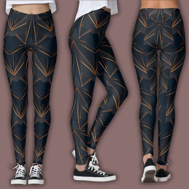 Abstract Cyber Pattern | Neon Copper Glow Leggings (Von Creator hochgeladen)