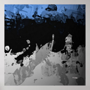 Abstract dark blue and Schar Poster