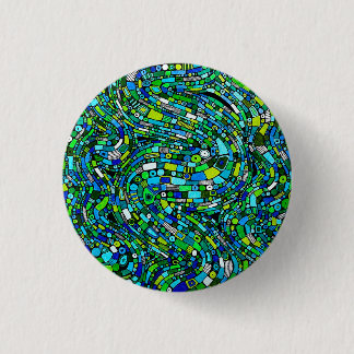 Abstract Design Blue Green Waves Shapes Button