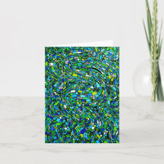 Abstract Design Blue Green Waves Shapes Folded