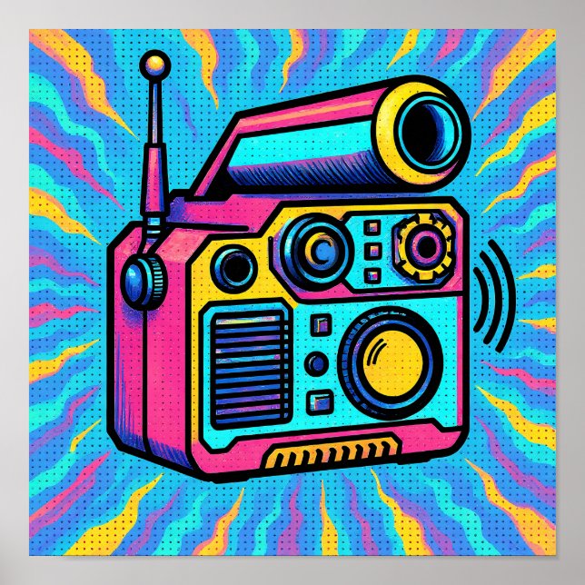 Abstract Digital Pattern Glitch Pop Wallpaper Poster (Vorne)