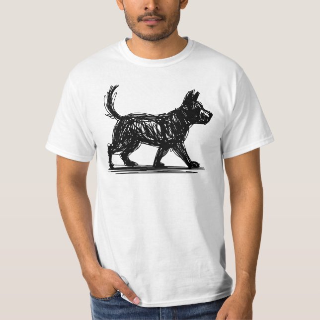 Abstract Dog Line Art  Minimalist Scribble Dog Mod T-Shirt (Vorderseite)
