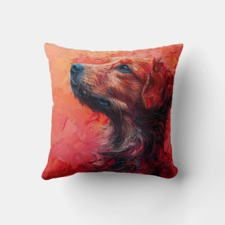 Abstract dog portrait in vibrant red hues. Generat Kissen