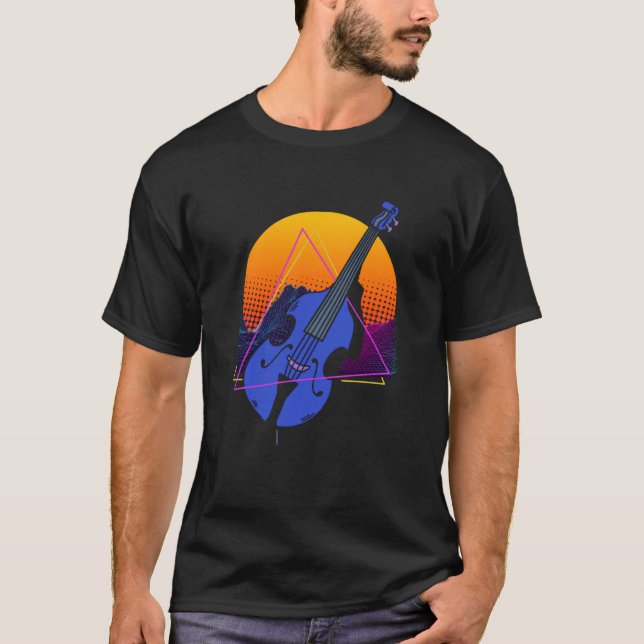 Abstract Double Bass Jazz Musician Contrabass Play T-Shirt (Vorderseite)