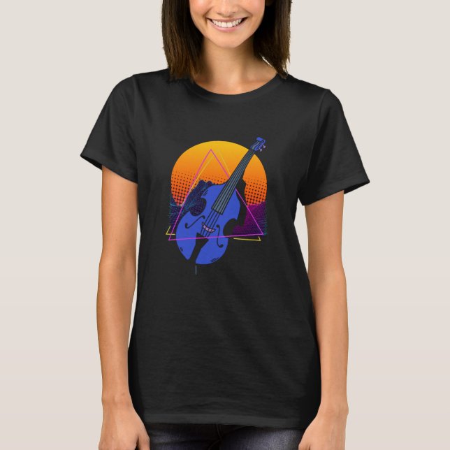 Abstract Double Bass Jazz Musician Contrabass Play T-Shirt (Vorderseite)