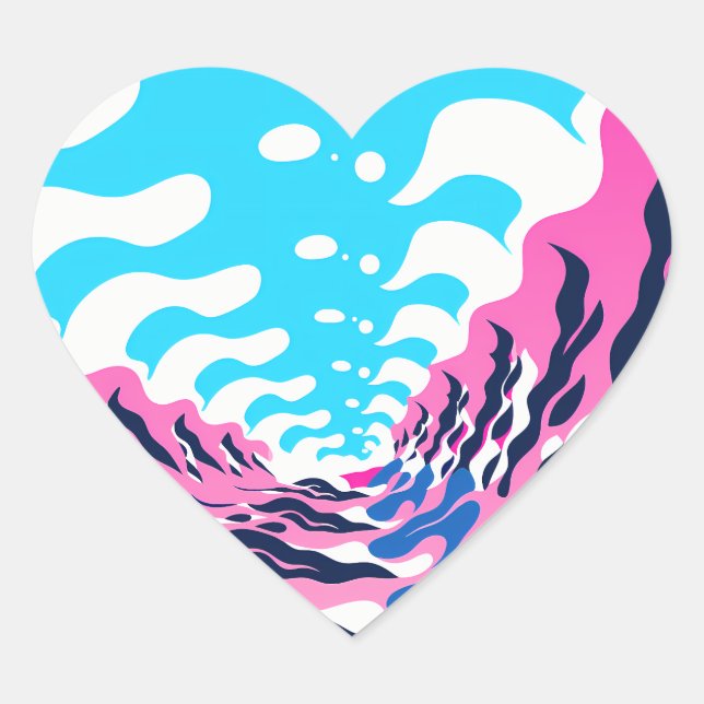 Abstract Dream Wave – Vibrant Surreal Flow Herz-Aufkleber (Vorderseite)