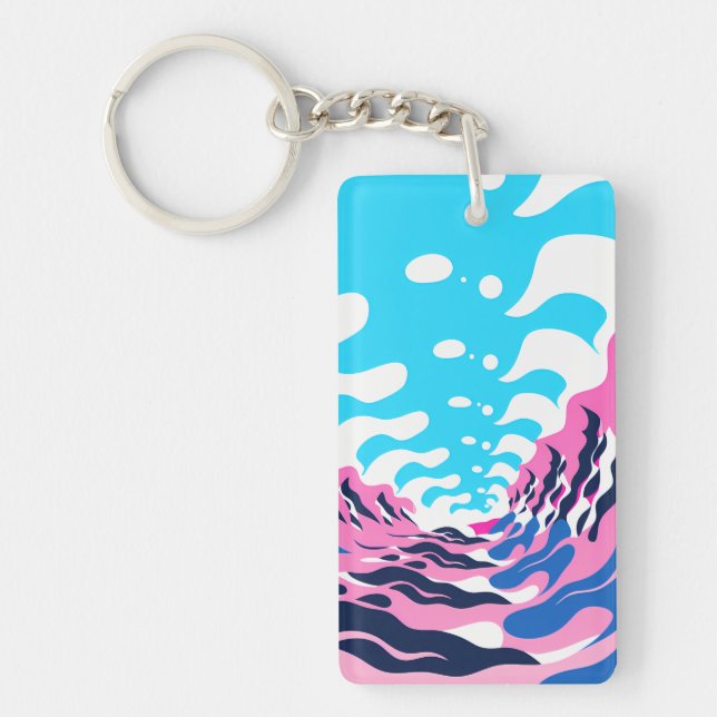 Abstract Dream Wave – Vibrant Surreal Flow Schlüsselanhänger (Vorderseite)