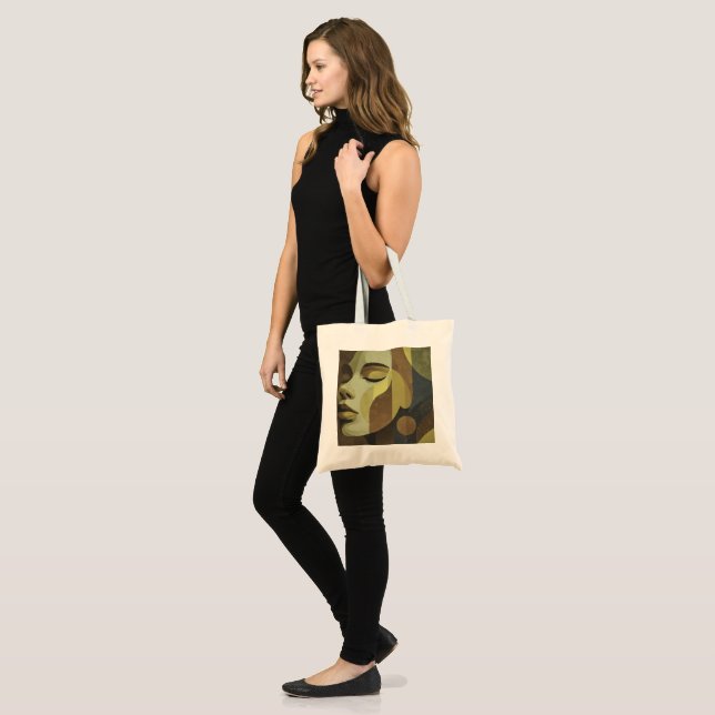 Abstract Earth-Tone Face Tote Bag Tragetasche (Vorderseite (Model))