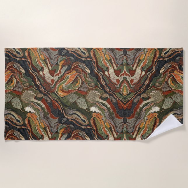 Abstract Earth Tone Swirl Pattern Strandtuch (Vorderseite)