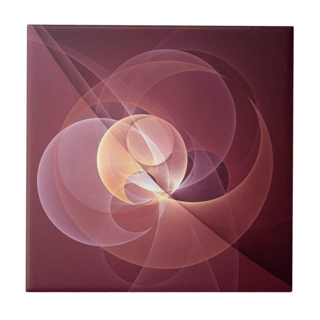 Abstract Elegant Modern Wine Red Fractal Art Fliese (Vorderseite)