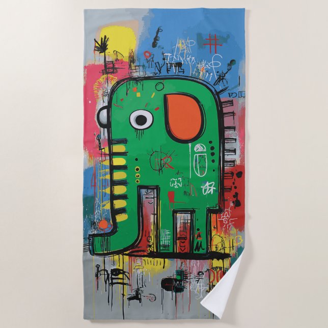 Abstract Elephant Pop Art Illustration Strandtuch (Vorderseite)