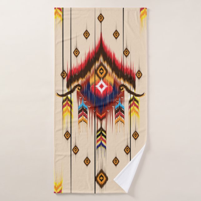 Abstract ethnic geometric pattern, Ikat geometric Badehandtuch (Badehandtuch)