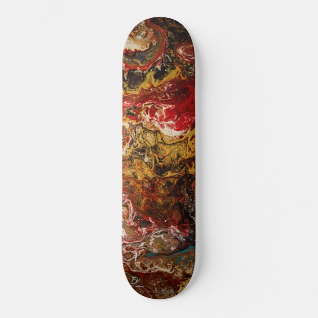 Abstract Expressionism Black Gold & Red Skateboard (Vorderseite)