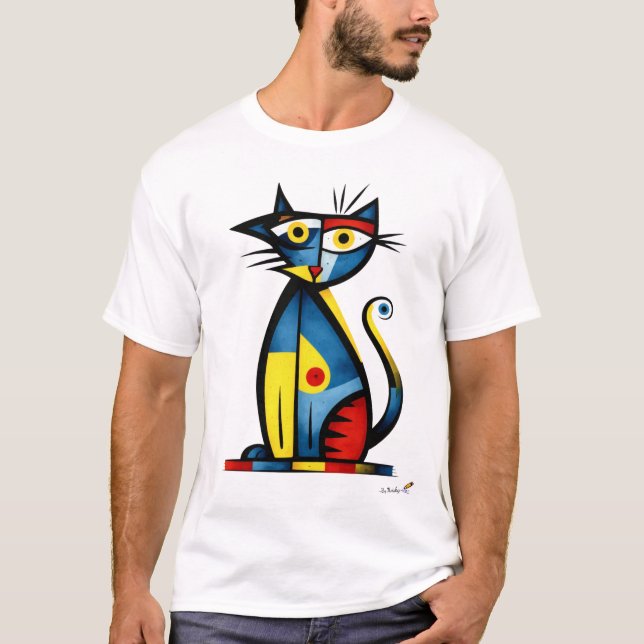 Abstract Expressionist Cat Modern Animal Art T-Shirt (Vorderseite)