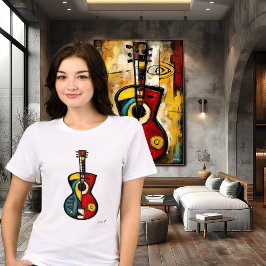 Abstract Expressionist Guitar Art – Modern Music T-Shirt