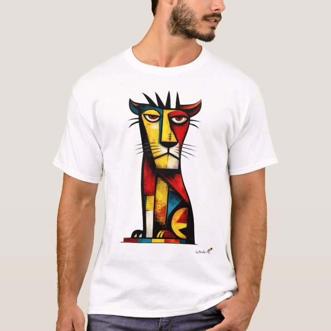 Abstract Expressionist Lion Geometric Modern Art T-Shirt (Vorderseite)