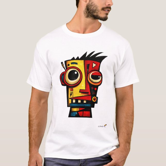 Abstract Expressionist Robot Geometric Modern Art  T-Shirt (Vorderseite)