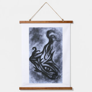 Abstract Eye and Flame Charcoal Art Wandteppich Mit Holzrahmen