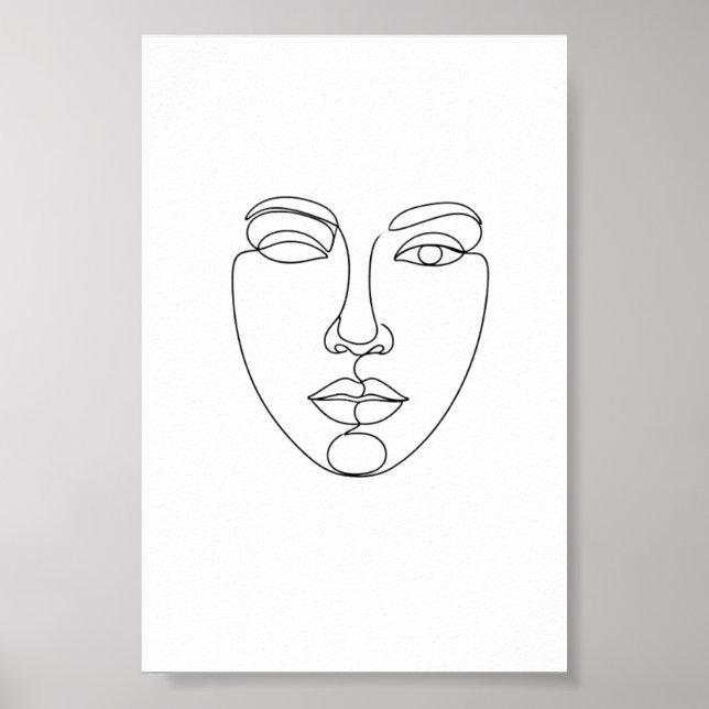 Abstract Face Minimalist Line Art Poster (Vorne)