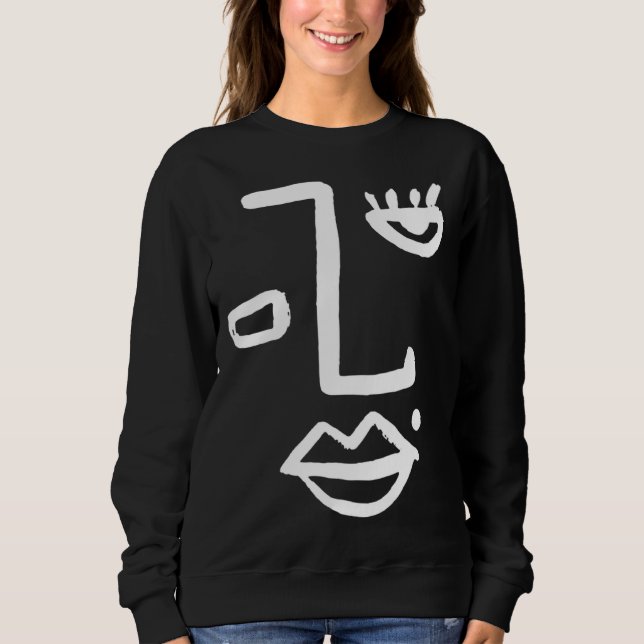 Abstract Face One Line Women Men Kids Boys Girls T Sweatshirt (Vorderseite)