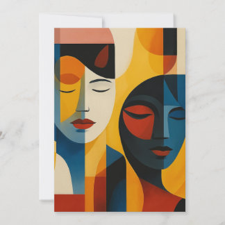Abstract Faces Art Print, Dual Portrait, Abstract Einladung