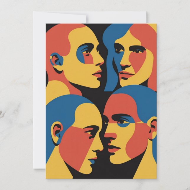 Abstract Faces Grid Art Print, Human Faces Einladung (Vorderseite)