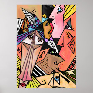 Abstract Faces Moods Poster Cubism Portrait