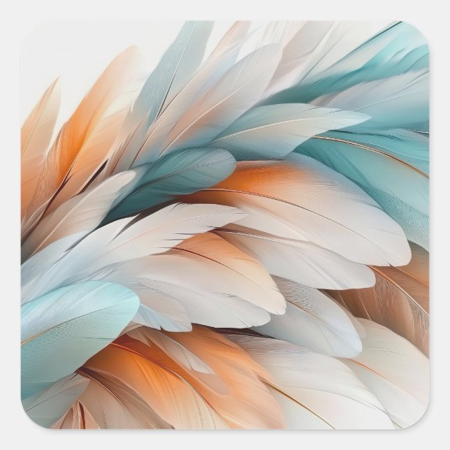 Abstract Feather Flow – Soft Elegance Quadratischer Aufkleber (Vorderseite)