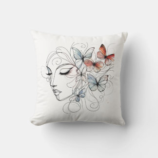 Abstract Female Art Throw Pillow Kissen