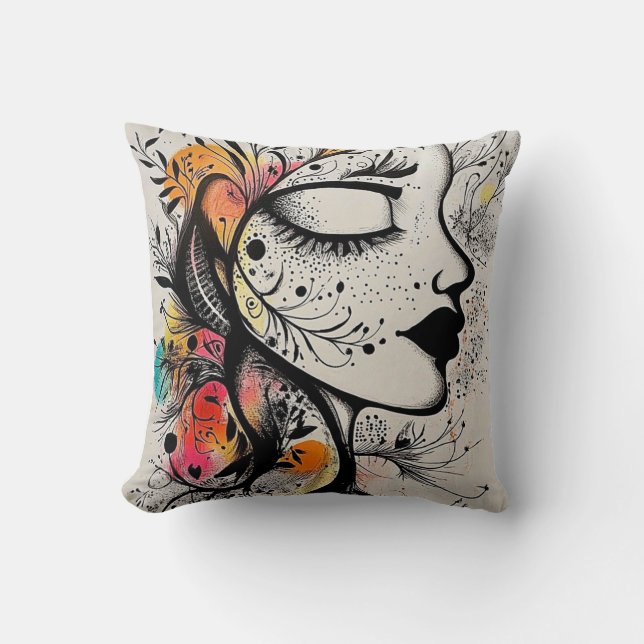 Abstract Female Art Throw Pillow Kissen (Vorderseite)