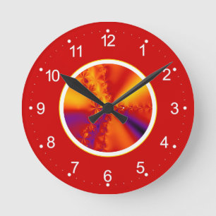 Abstract Fiery Fractal Gradient Runde Wanduhr