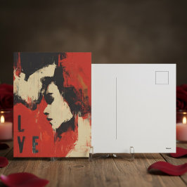 Abstract Fiery Red Couple in Love Valentine's Day Feiertagspostkarte
