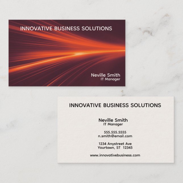 Abstract Fire Light Tech Business Computer  Visitenkarte (Vorne/Hinten)