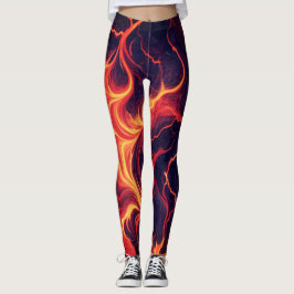 Abstract Fire Marble – Seamless Fiery Fluid Patter Leggings
