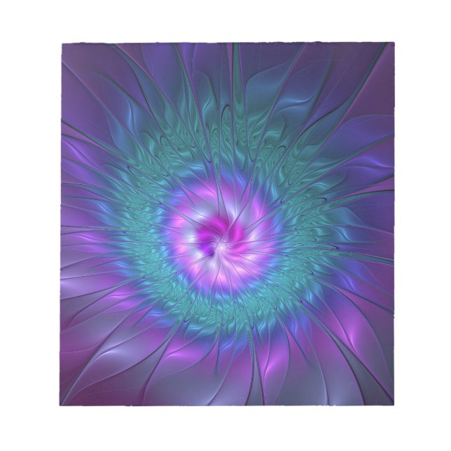 Abstract Floral Beauty Colorful Fractal Art Flower Notizblock (Vorderseite)