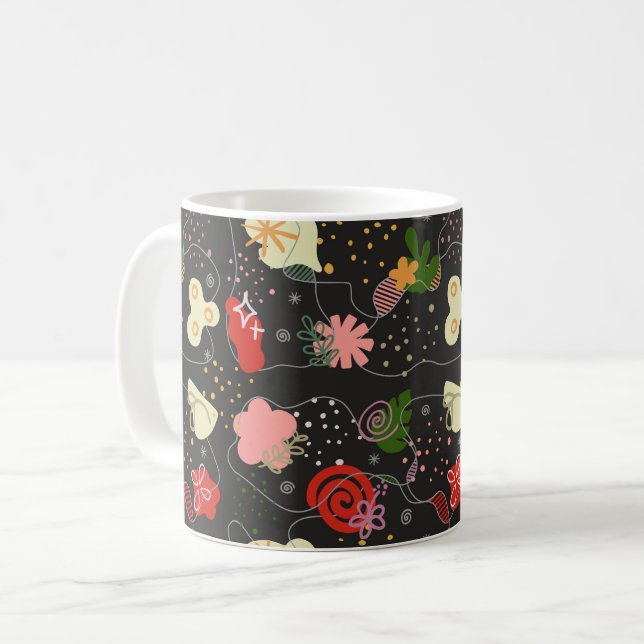 Abstract Floral Doodle Kaffeetasse (Vorderseite Links)