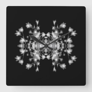 Abstract Floral Graphic Pattern Quadratische Wanduhr