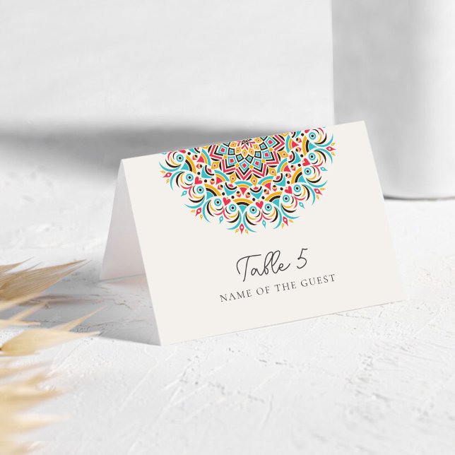 Abstract Floral Mandala Wedding Place Card Tischnummer (Von Creator hochgeladen)