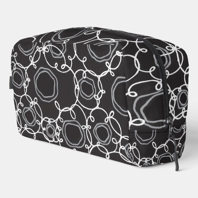 Abstract Floral Matrix (Charcoal) Fine Art Waschbeutel (Rechte Ecke)