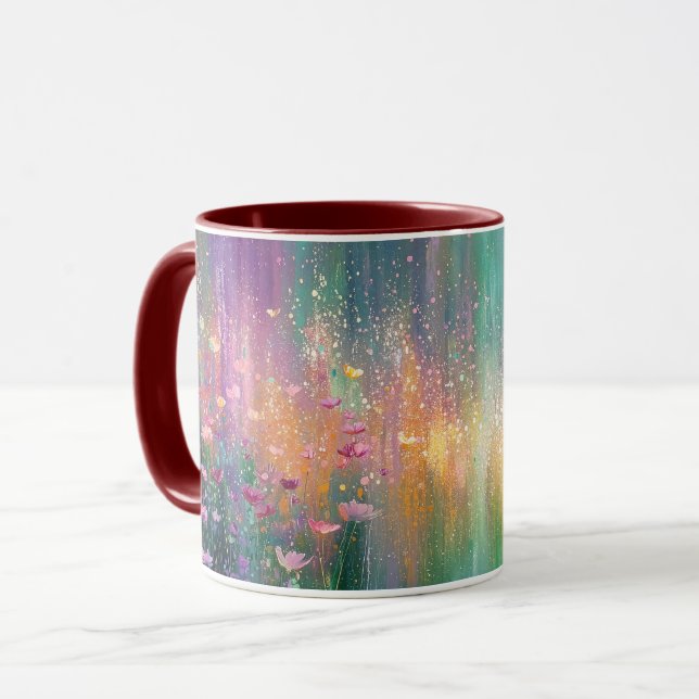 Abstract Floral Painting with Vibrant Colors Tasse (Vorderseite Links)