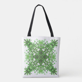 Abstract Floral Pattern In Black & Green On White