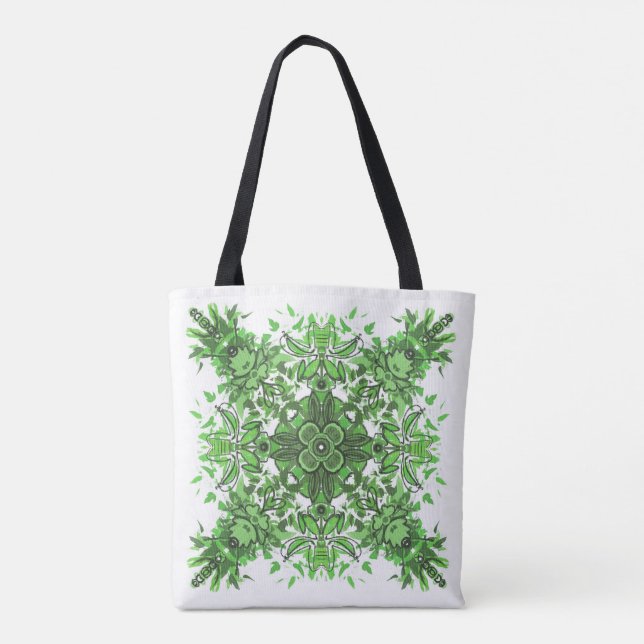 Abstract Floral Pattern In Black & Green On White (Rückseite)